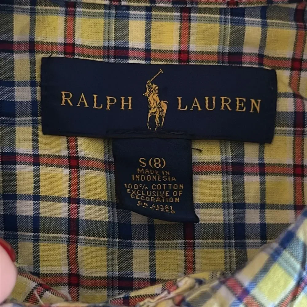 Ralph Lauren Boys Yellow & Blue Long Sleeve Button Down Shirt